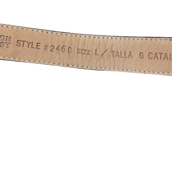 Motion East  Vintage Black Leather Belt With Elephant Buckle Size L - Picture 6 of 6